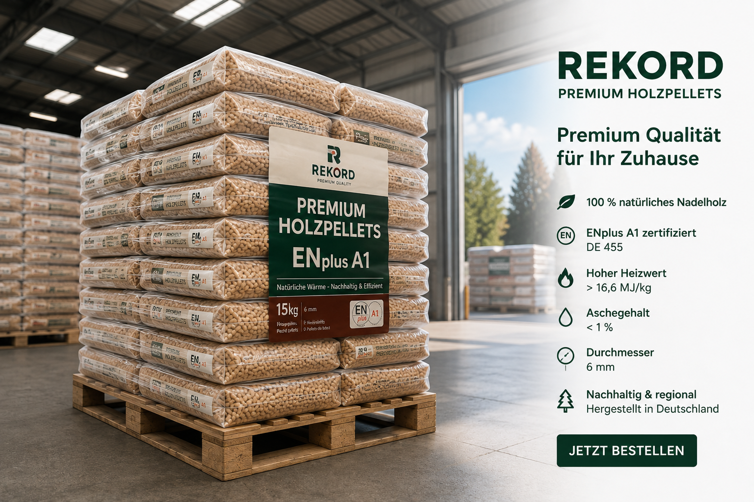 REZULT Premium Holzpellets im Lager
